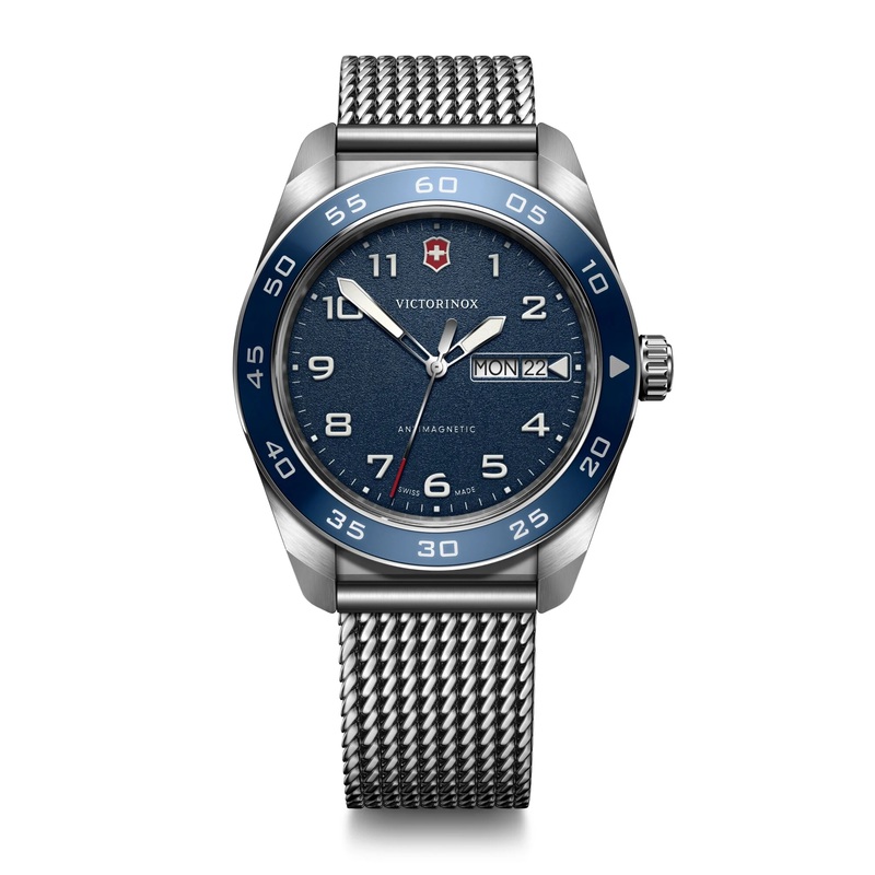 Victorinox Swiss Army Blue Dial Mesh Stainless Steel Band Mens Watch 242042