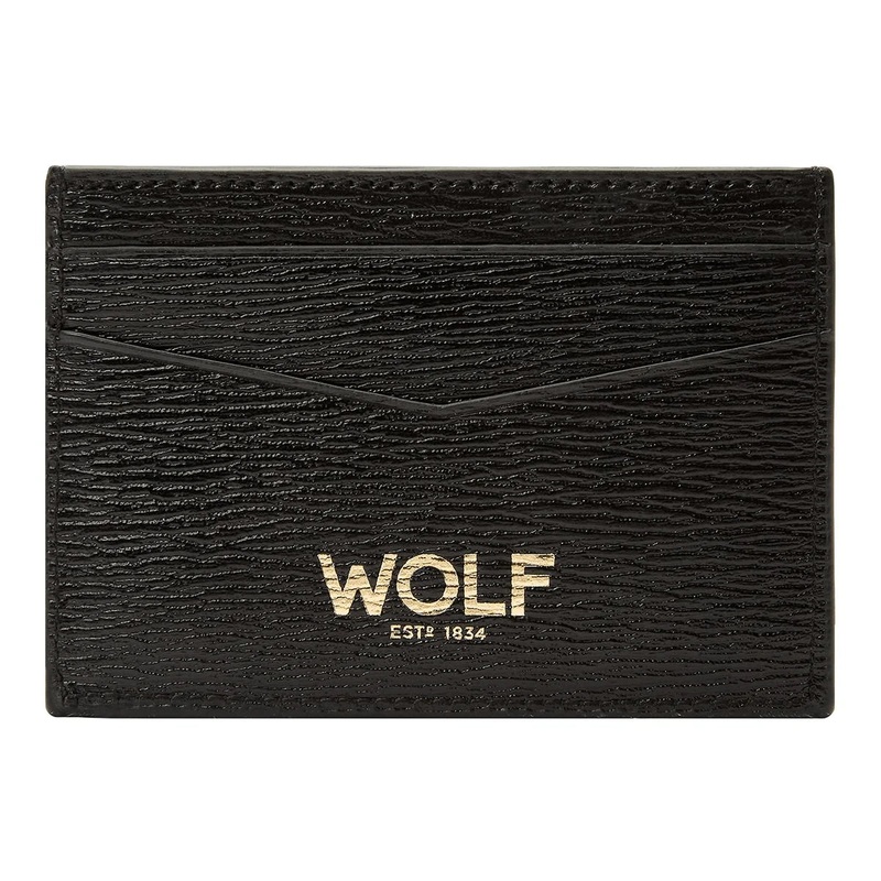 Wolf W Cardholder Slim Black Leather 774202