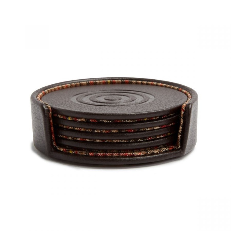 Wolf WM Brown Set of 4 Coasters with Case