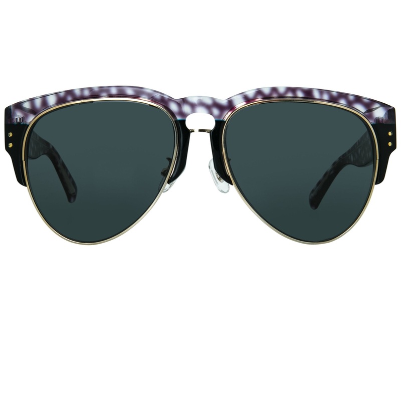 Erdem Sunglasses Black Purple Stingray Pattern and Grey
