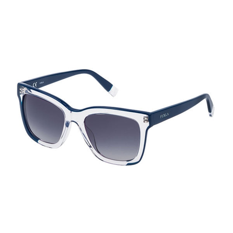 Furla Women’s Sunglasses Classic Square Clear/Blue SFU069 0D82