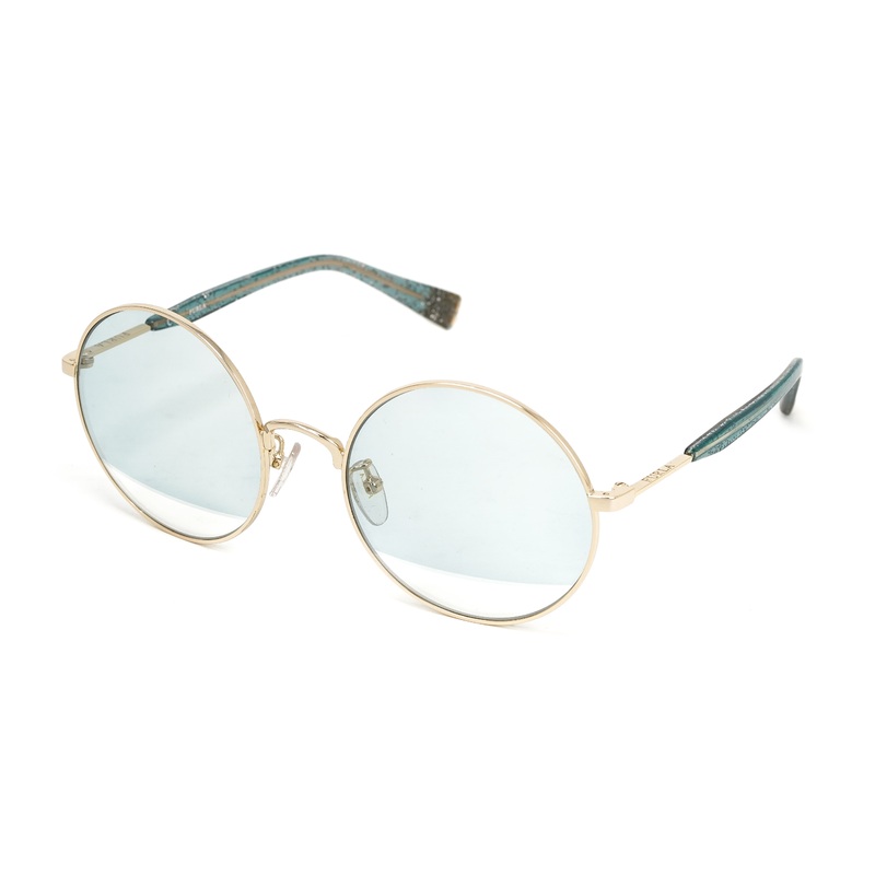 Furla Women’s Sunglasses Round Gold/Blue SFU235 300V