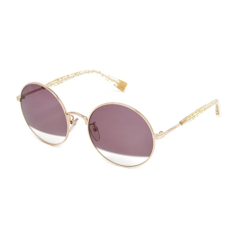 Furla Women’s Sunglasses Round Gold/Purple SFU235 0300