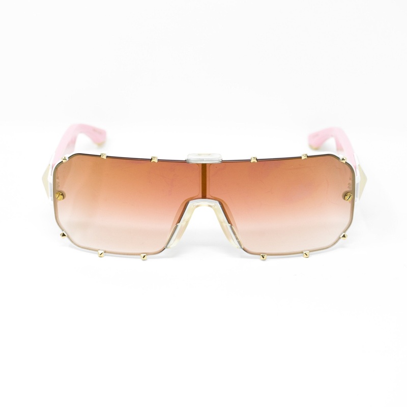 Giles Deacon Sunglasses Shield Pink and Graduated Gold