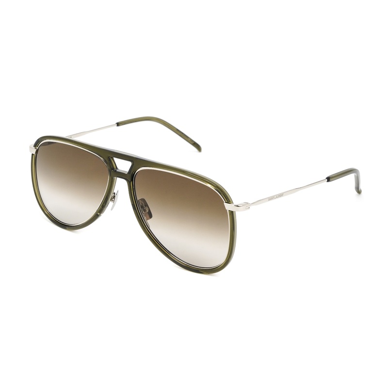 Saint Laurent Unisex Sunglasses Pilot Khaki CLASSIC 11 RIM-005 56