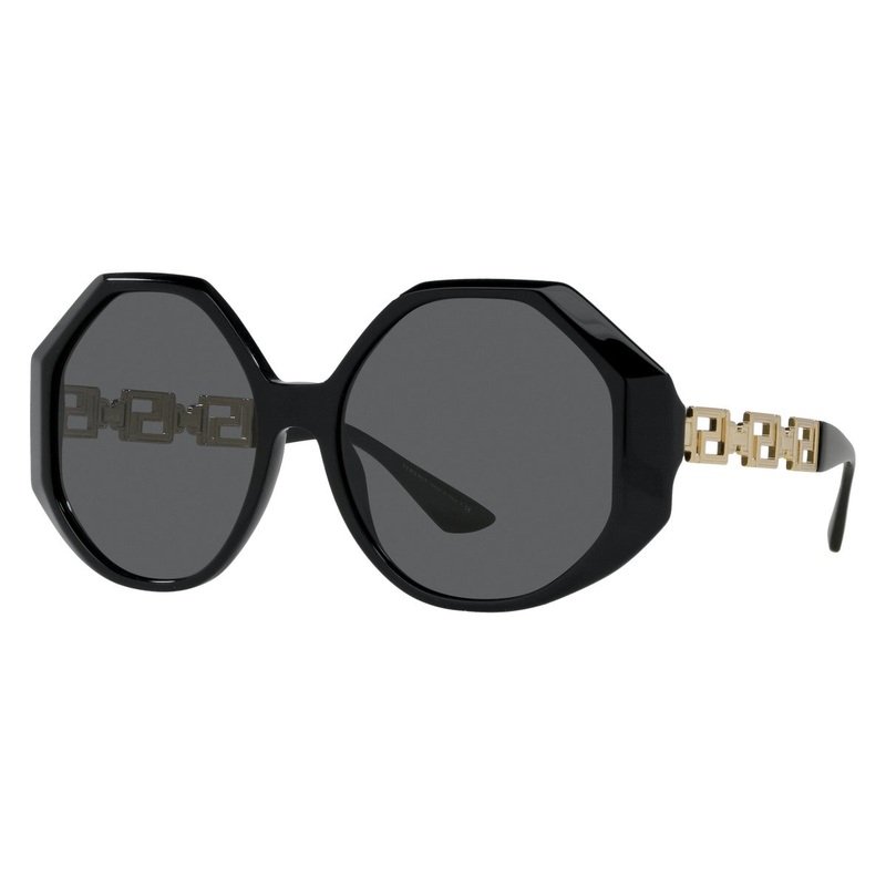 Versace Women’s Sunglasses Oversized Hexagonal Black/Gold VE4395 GB1/87