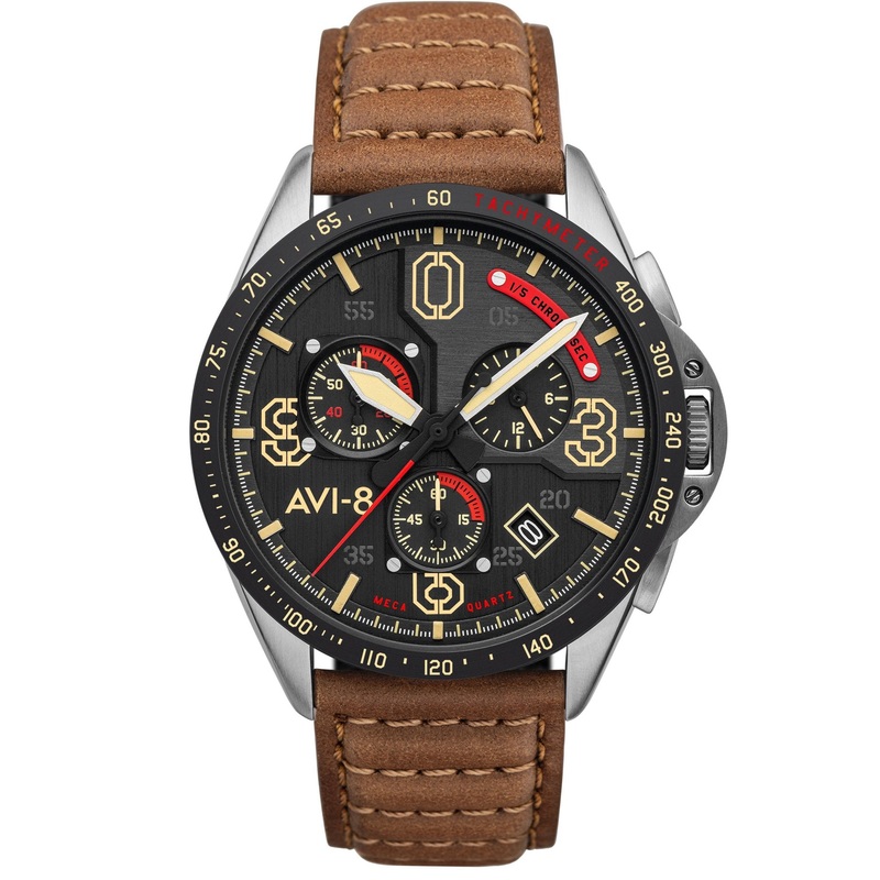 AVI-8 Men’s Brown P-51 Mustang Chronograph Watch AV-4077-02
