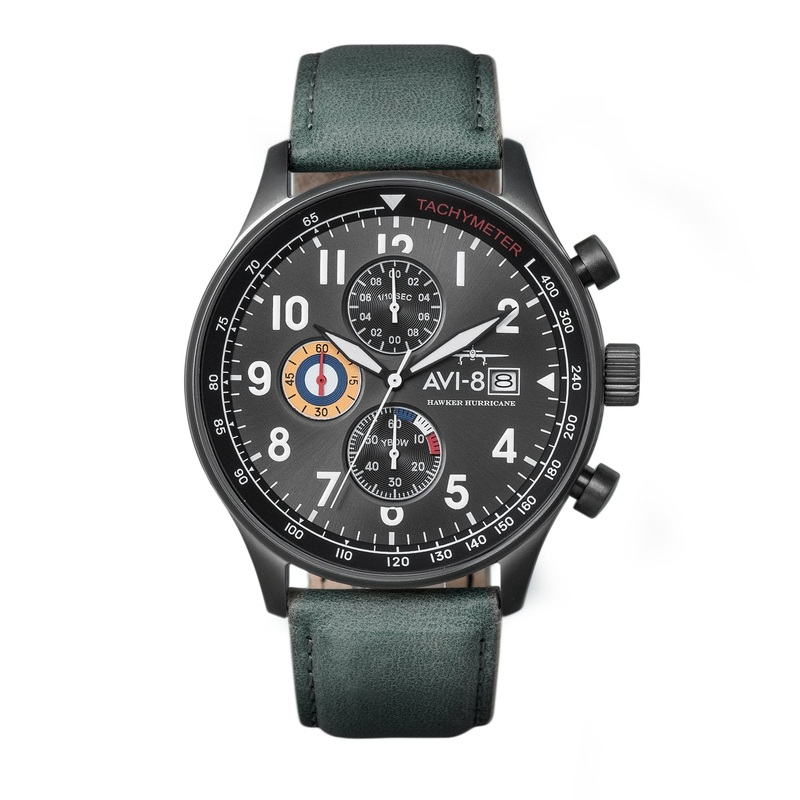 AVI-8 Hawker Hurricane Men’s Grey Green Chronograph Watch AV-4011-0D