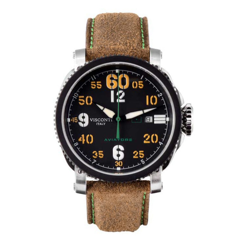 Visconti KW29-01 Men’s Automatic Aviator SM79 Time Only Black PVD Watch