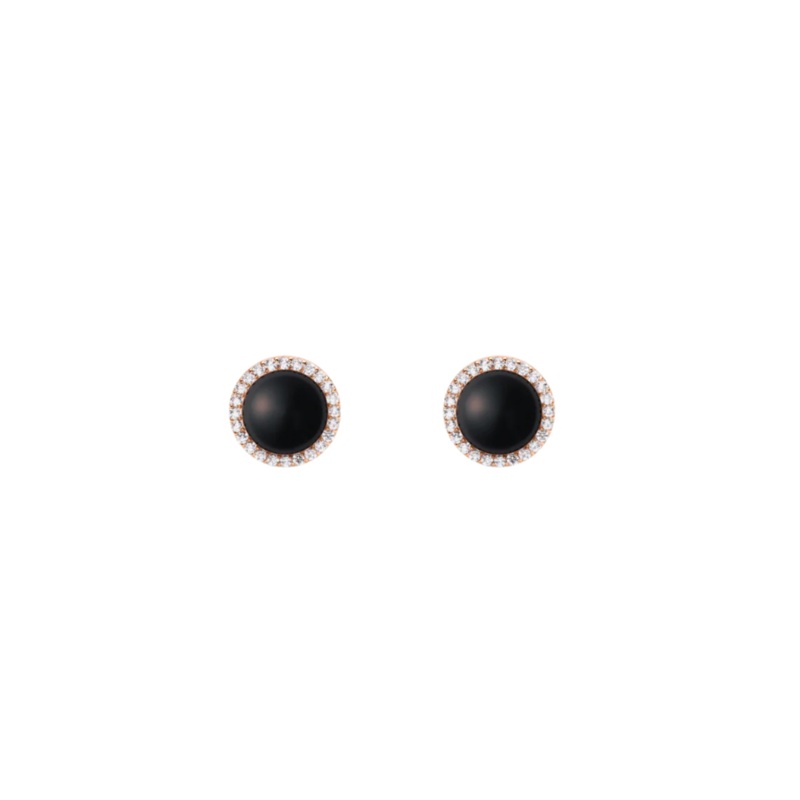 Daniel Wellington Audrey Black Agathe Rose Gold Earrings DW00401414