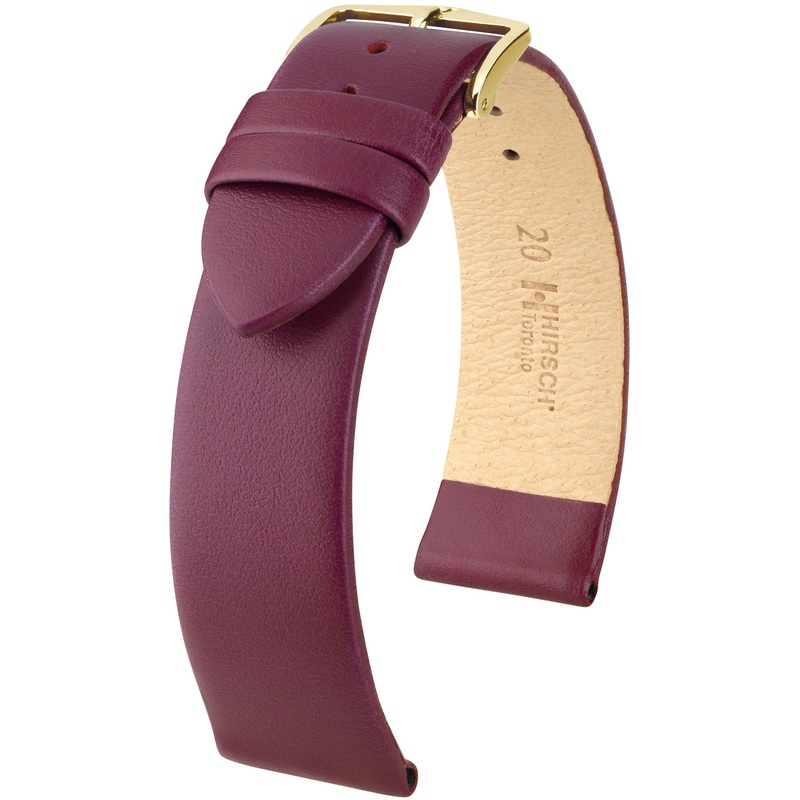Hirsch Toronto Medium Gold Buckle Berry Leather Band