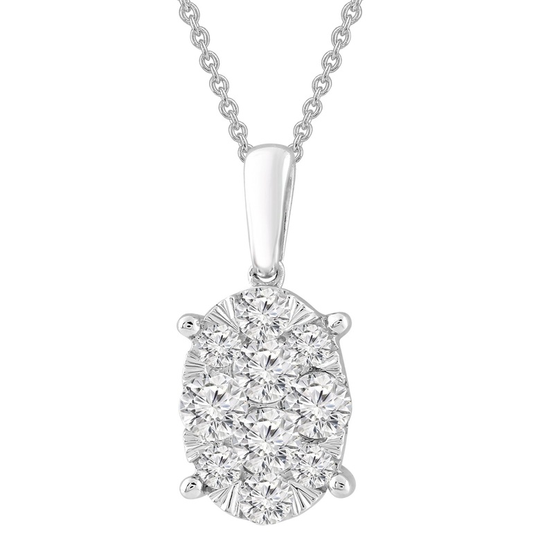 Necklace and Pendant with 0.5ct Diamonds in 9K White Gold