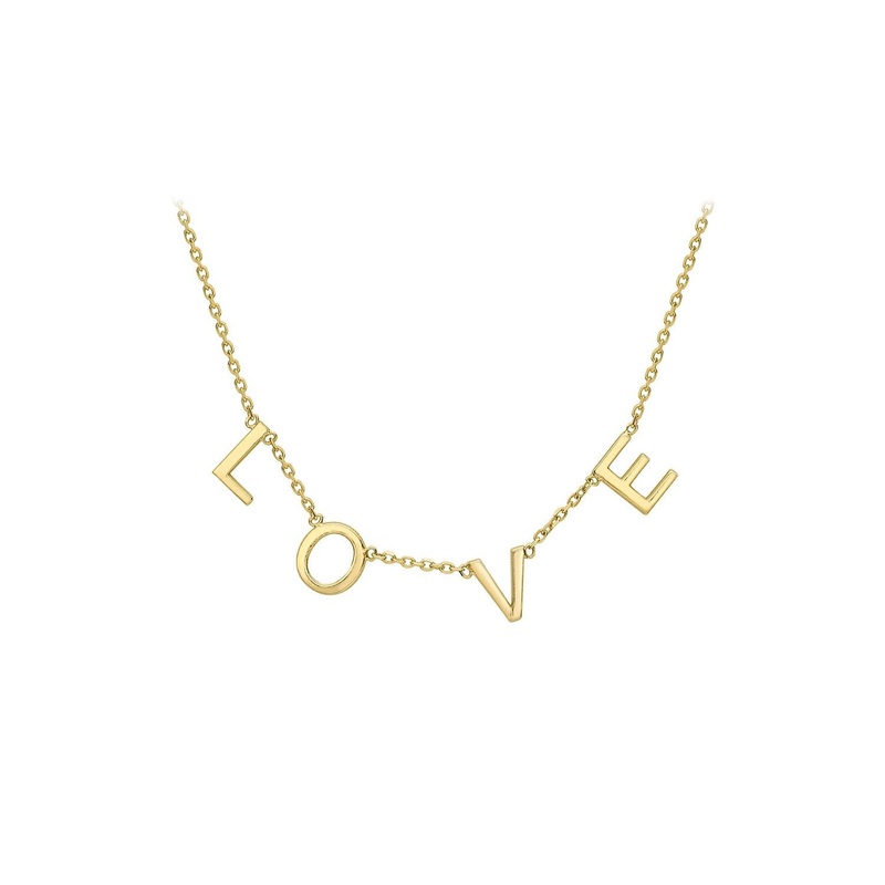 9K Yellow Gold Solid ‘Love’ Adjustable Necklace 38cm+5cm