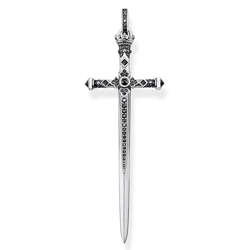 Thomas Sabo Rebel Kingdom Black Cubic Zirconia Sword Pendant
