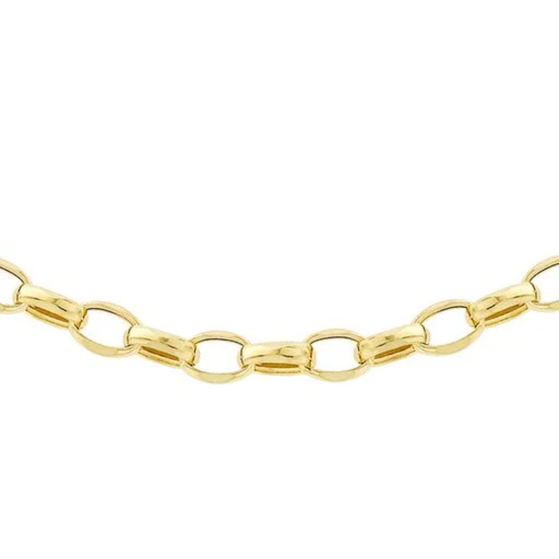 9ct Yellow Gold Oval Belcher Chain Necklace 50cm