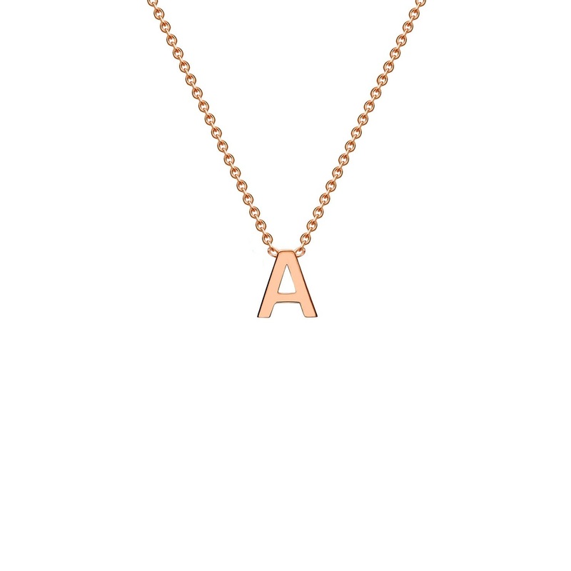 9K Rose Gold ‘A’ Initial Adjustable Letter Necklace 38/43cm