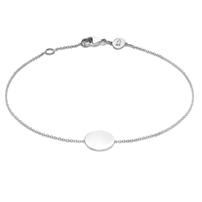 9K White Gold Solid Mini Disc Bracelet 18cm+1cm