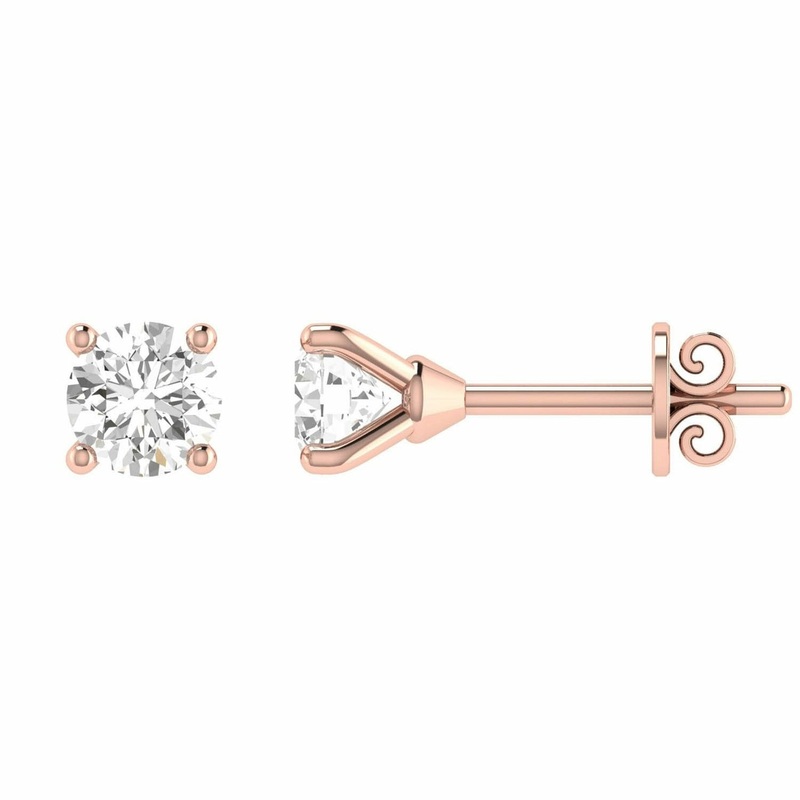 Diamond Stud Earrings With 0.50ct Diamonds In 18K Rose Gold