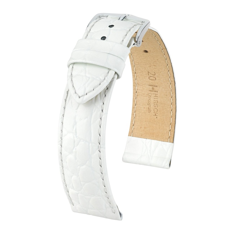 Hirsch Crocograin Medium White Leather Band