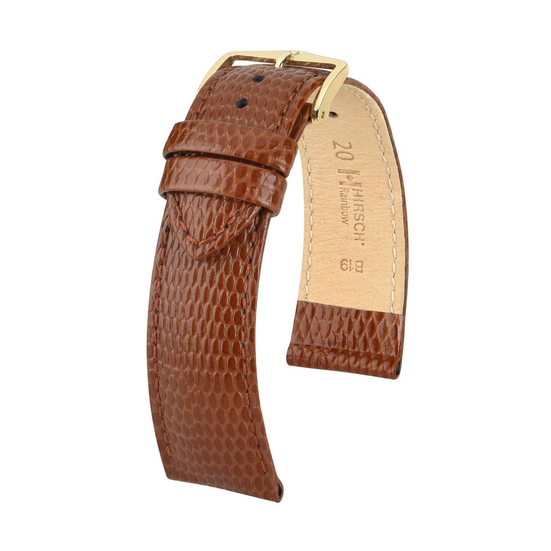Hirsch Rainbow Medium Brown Leather Band