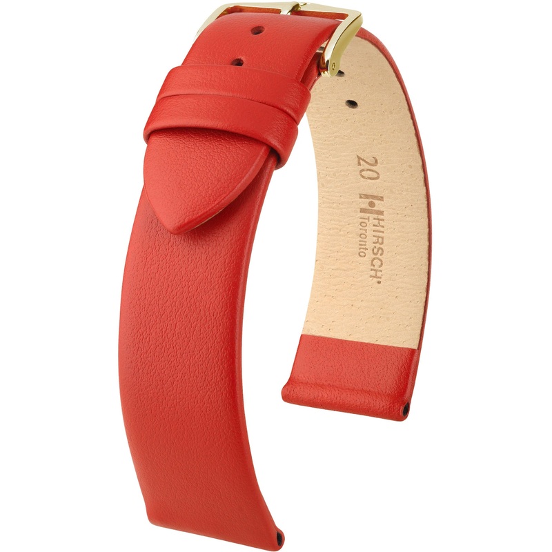 Hirsch Toronto Medium Gold Buckle Red Leather Band