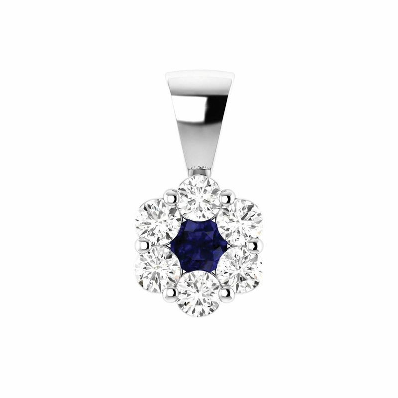 Sapphire Diamond Pendant With 0.53ct Diamonds In 9K White Gold