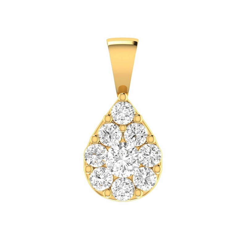 Teardrop Diamond Pendant With 0.75ct Diamonds In 9K Yellow Gold