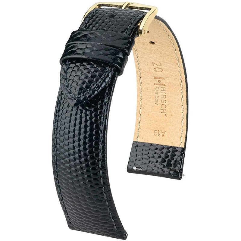 Hirsch Rainbow L Delicate Black Leather Band