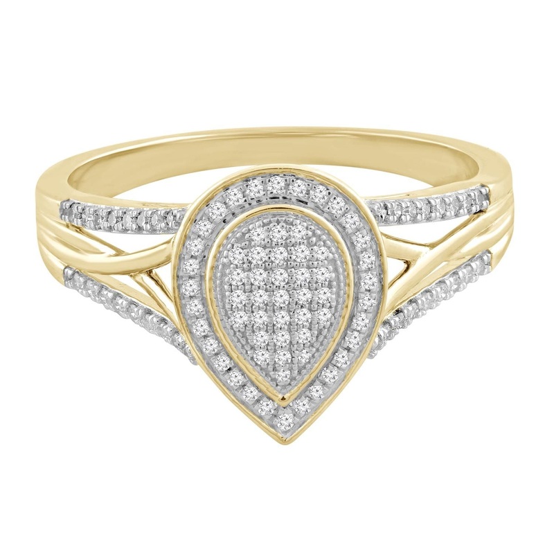 Pear Ring with 0.2ct Diamond In 9K Yellow Gold