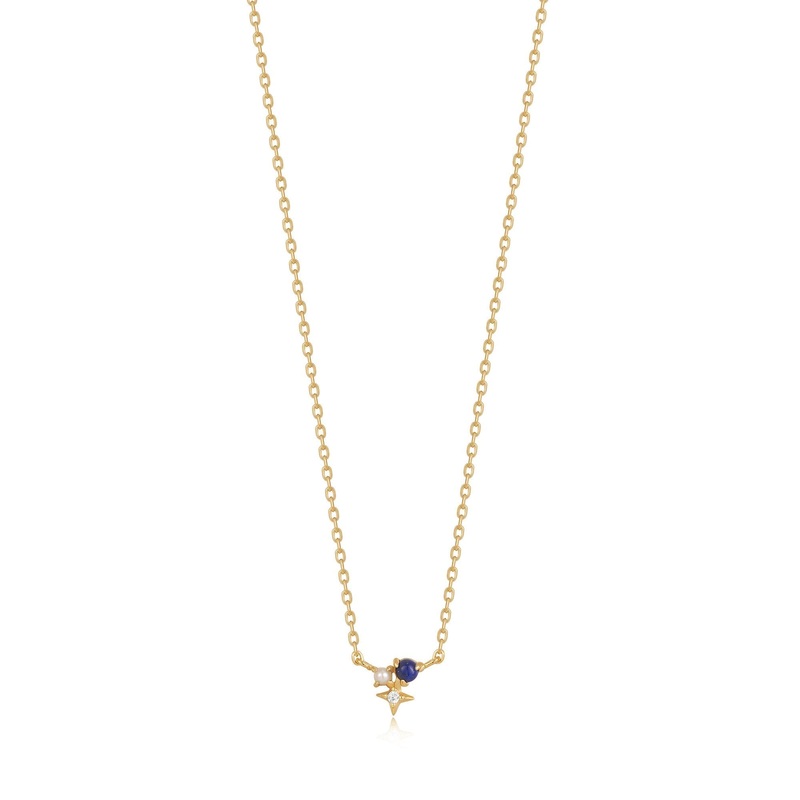 Gold Lapis Star Necklace