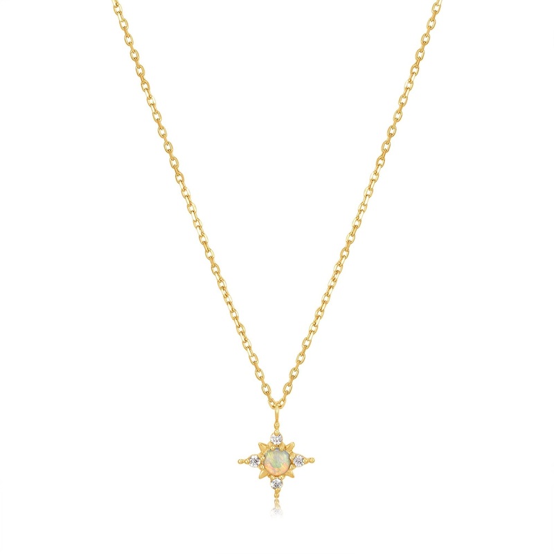 Ania Haie 14kt Gold Opal and White Sapphire Star Necklace