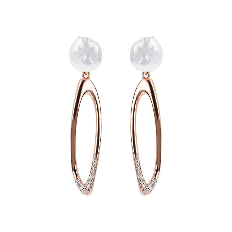 Bronzallure Hoop Earrings with Coin Pearls