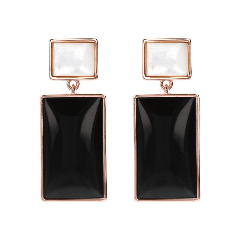 Bronzallure Mother of Pearl and Natural Stone Rectangular Earrings
