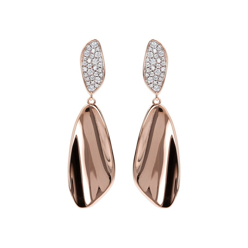 Bronzallure Leaf Earrings Cubic Zirconia