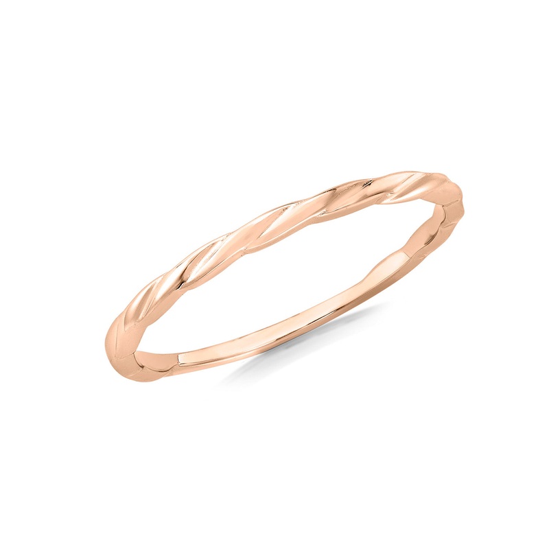 9K Rose Gold Twist Slim Stacker Ring