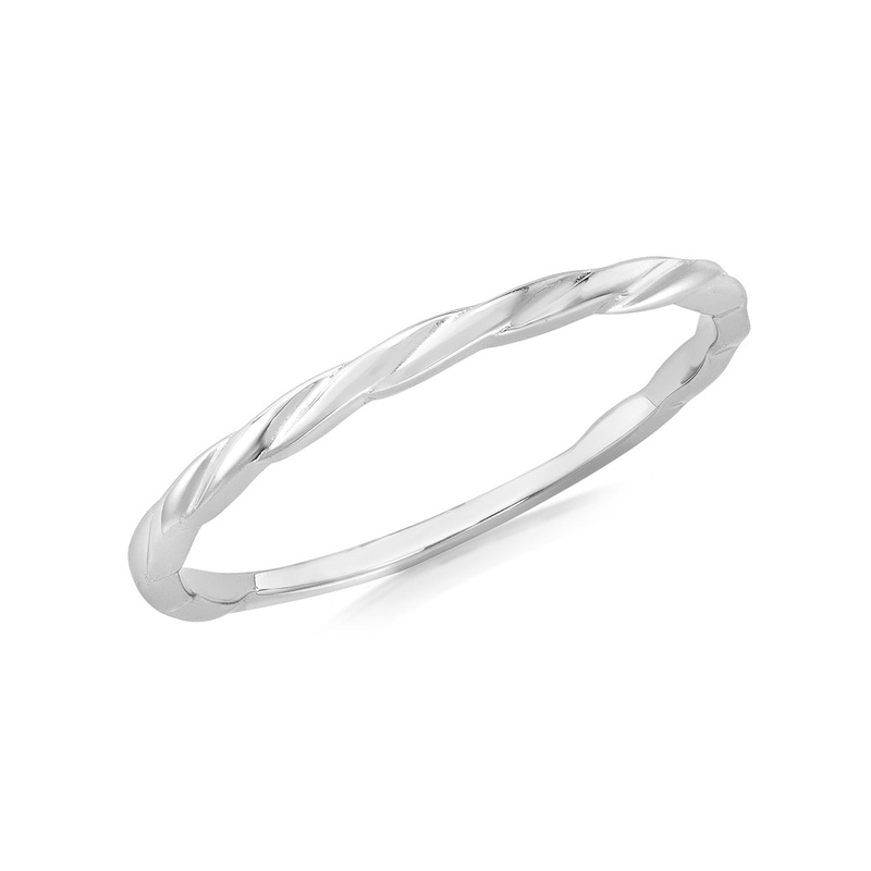 9K White Gold Slim Twist Stacker Ring