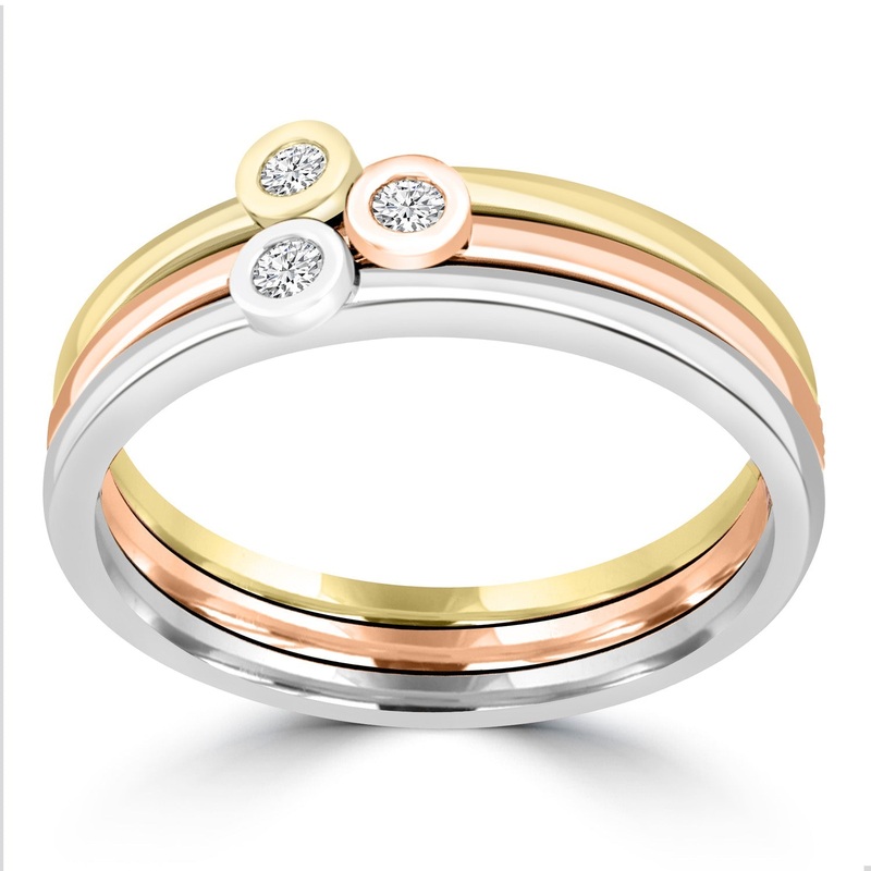 0.05ct GH I1 Diamond Ring in 9K Tri Gold