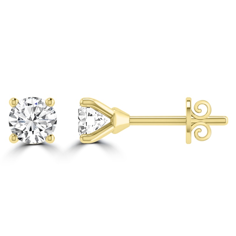 0.33ct GH I1 Diamond 4 Claw Studs in 9K Yellow Gold