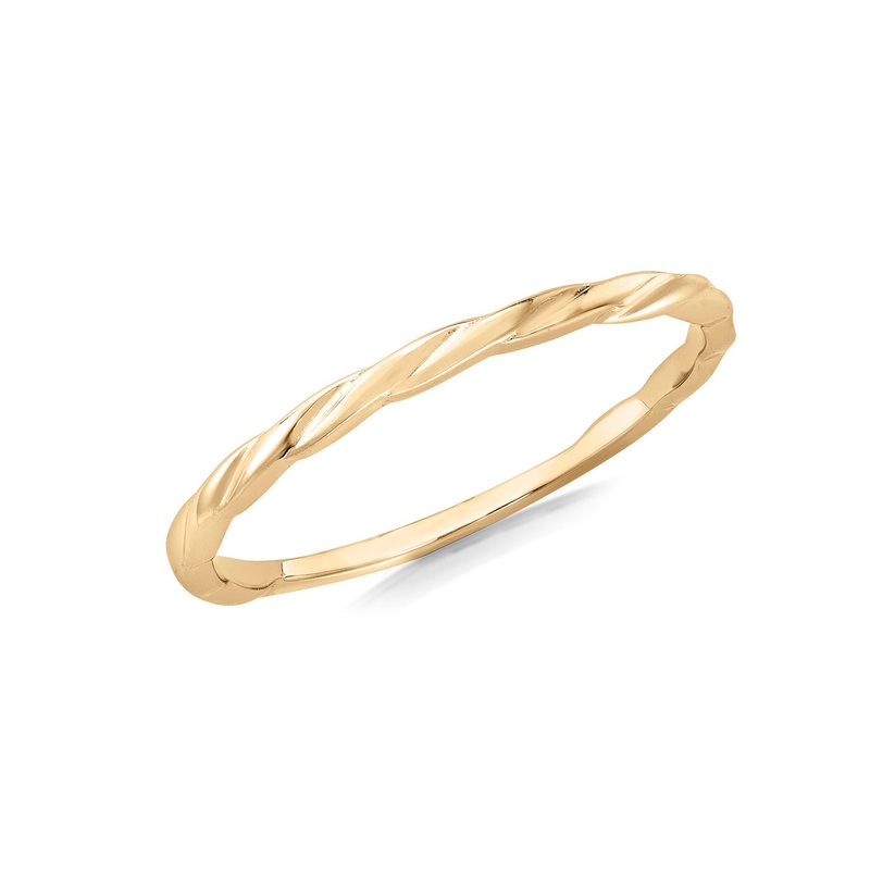 9K Yellow Gold Twist Slim Stacker Ring