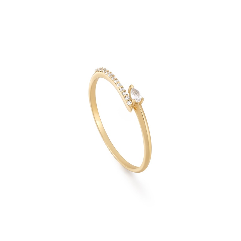 Ania Haie’s Exquisite 14kt Gold White Sapphire Embellished Wrap Ring