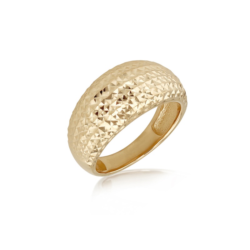 9K Yellow Gold Diamond Cut Dome Ring