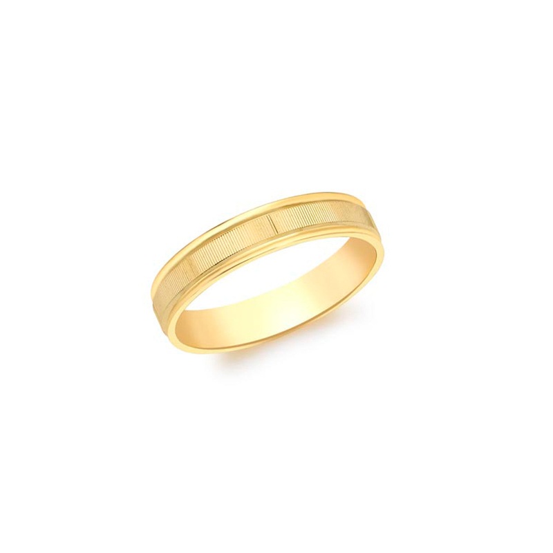 9K Yellow Gold Ribbed Centre Band Ring