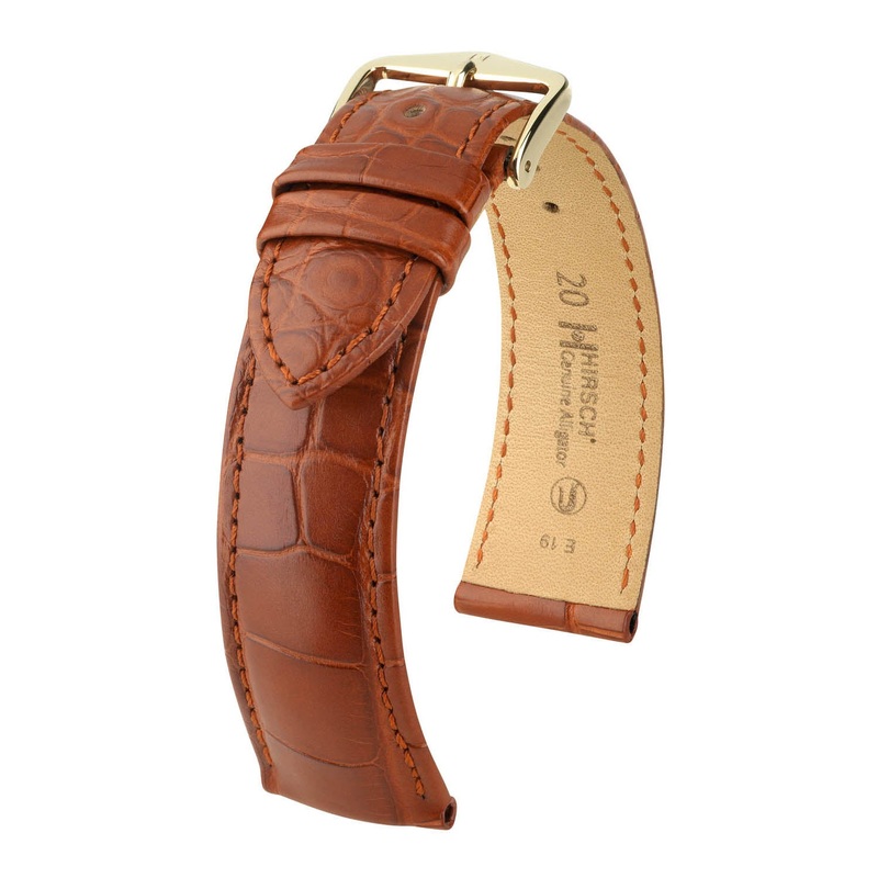 Hirsch Genuine Alligator Brown Matt Louisiana Alligator Watch Band