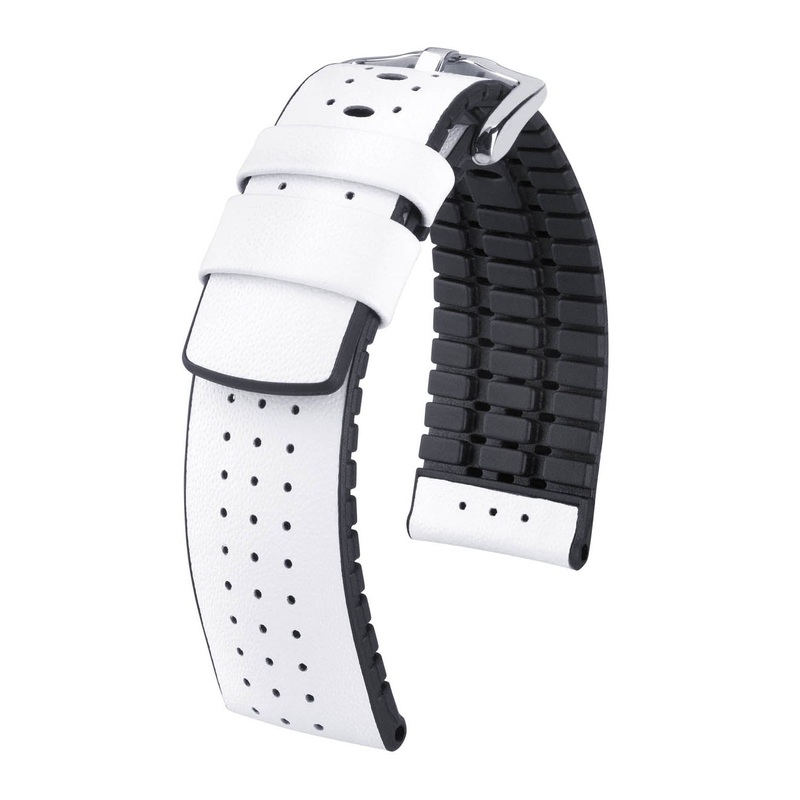Hirsch Tiger White Perforated Leather Watch Band