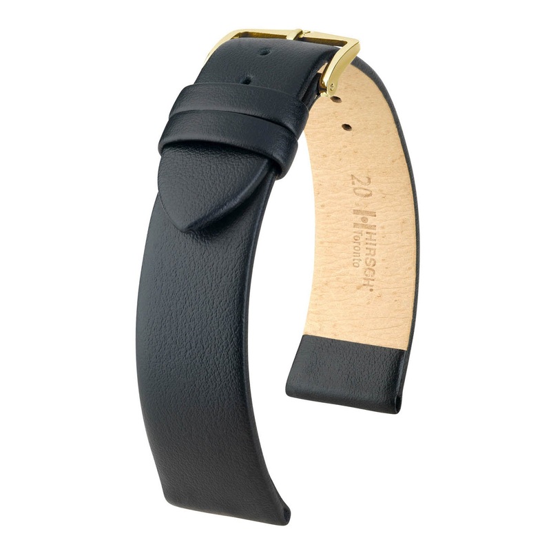 Hirsch Toronto Black Fine-Grained Leather Watch Band Open Ended