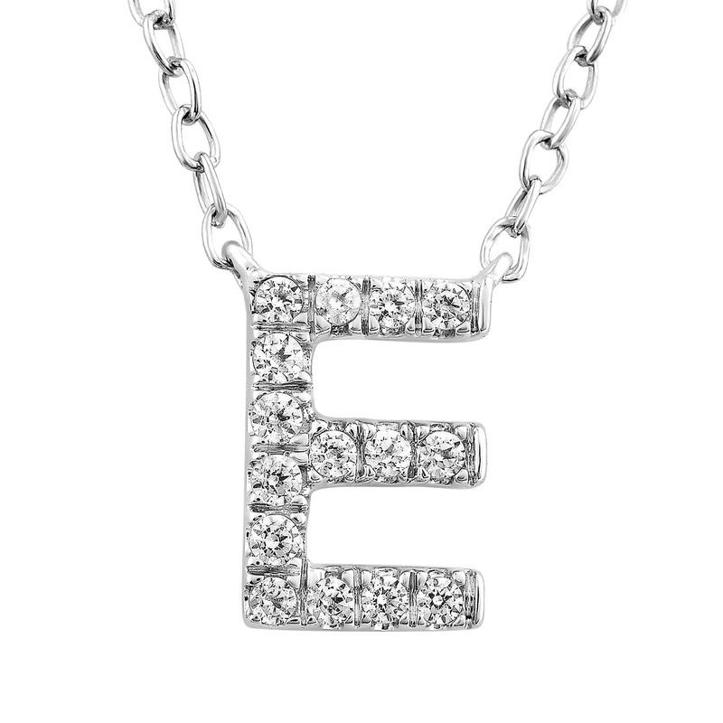 Initial ‘E’ Necklace with 0.09ct Diamonds in 9K White Gold