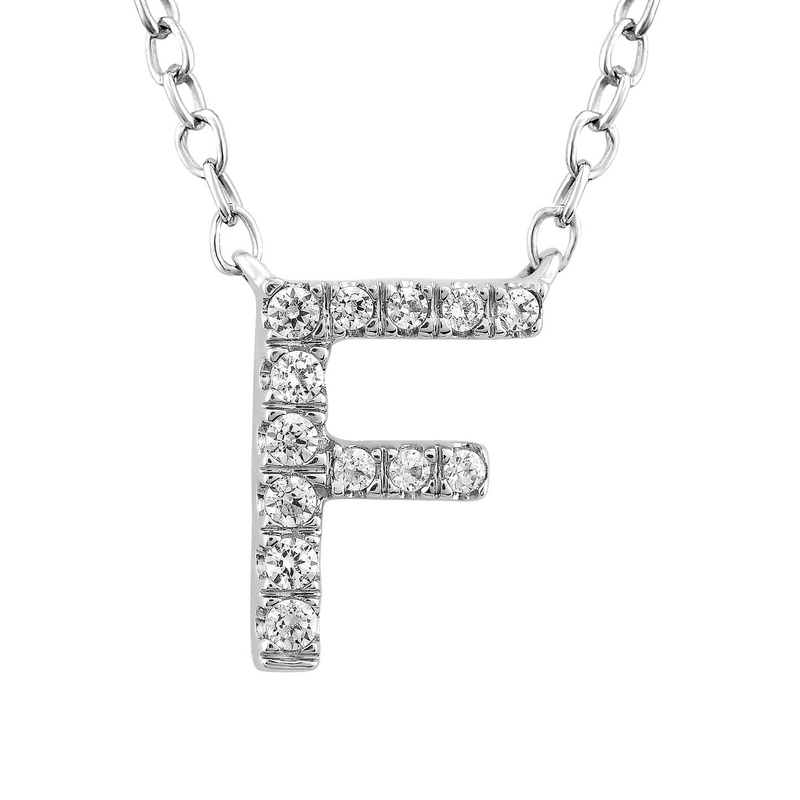 Initial ‘F’ Necklace with 0.06ct Diamonds in 9K White Gold