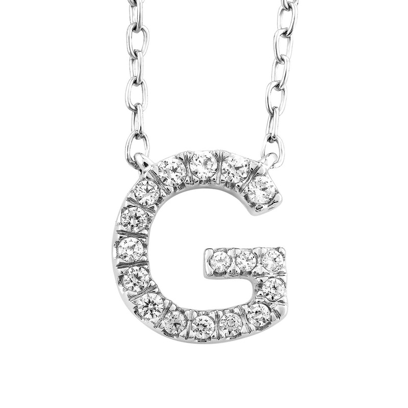 Initial ‘G’ Necklace with 0.09ct Diamonds in 9K White Gold