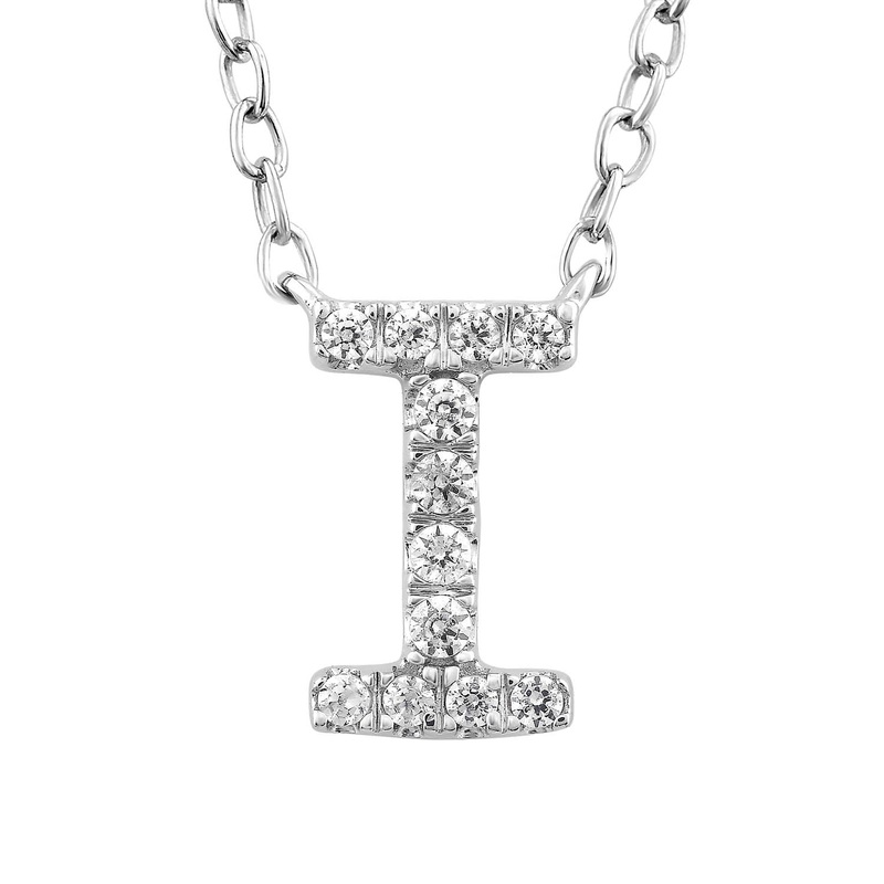 Initial ‘I’ Necklace with 0.06ct Diamonds in 9K White Gold