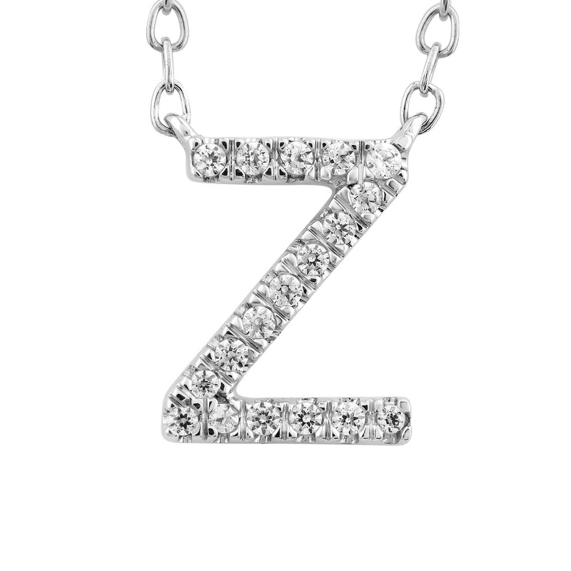 Initial ‘Z’ Necklace with 0.06ct Diamonds in 9K White Gold
